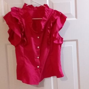 SHEIN Kids Fuchsia Ruffled Blouse